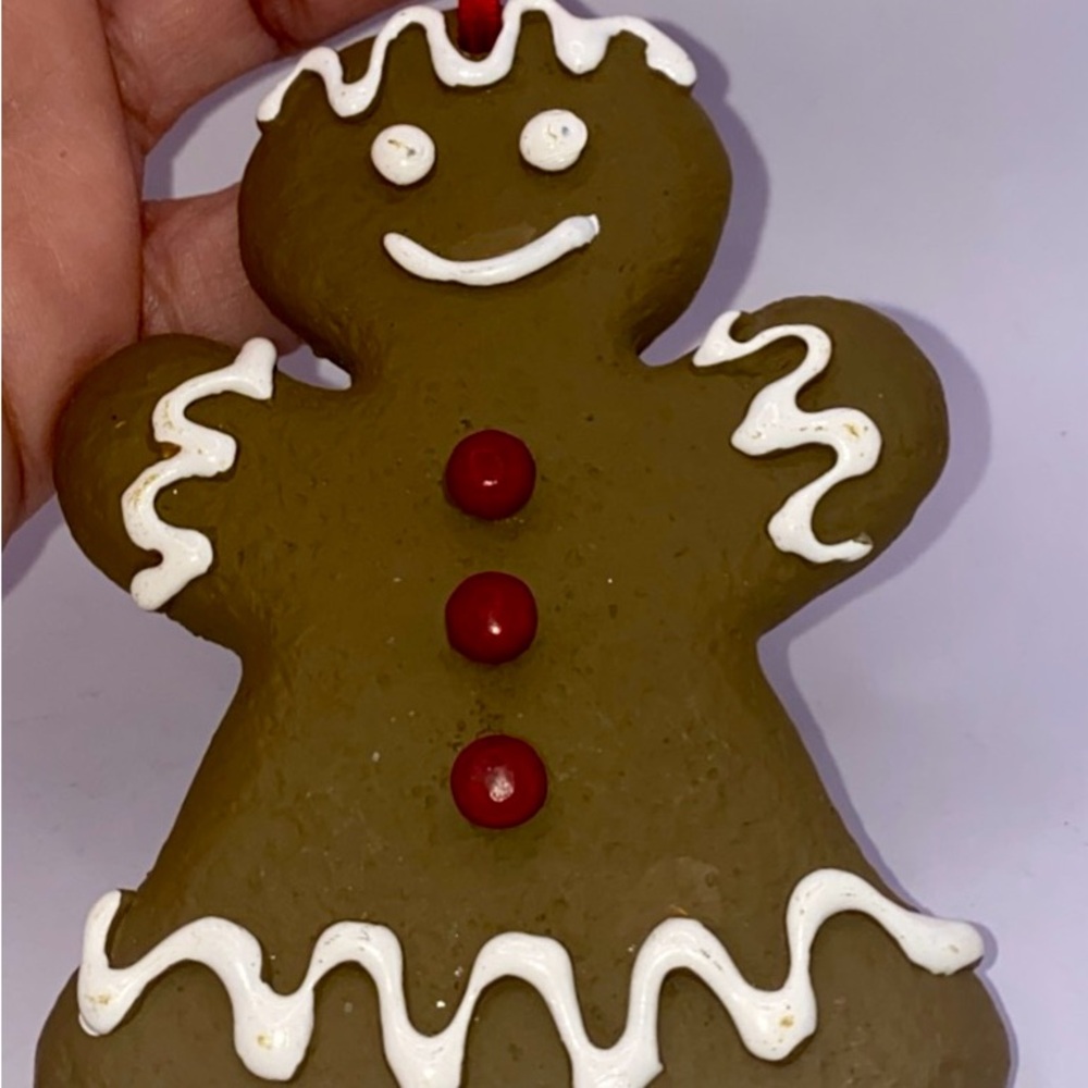 Festive Gingerbread Man Ornament - Brown and White